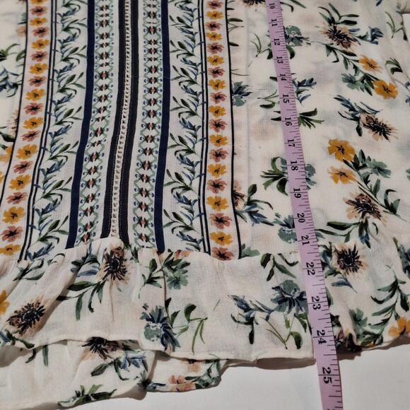 Lucky Brand Shirt Women's Medium Bohemian Floral Ruffle Cottagecore Lightweight - Picture 7 of 9